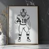 An illustration of a football player wearing a helmet, ready to play the sport.