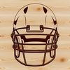 A vector graphic representation of a football helmeted athlete holding a football, suitable for design projects.