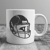 American Football Player Artwork A detailed illustration of a football helmet worn by an American football player.