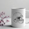 A detailed illustration of an American Football with a football helmet, suitable for vector art designs.
