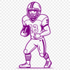 SVG Football Graphic An illustration of an American football player in action, wearing protective gear and holding the ball.
