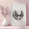 A stylized illustration of trees in a forest landscape.