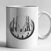 Beautiful Vector Tree Silhouette A dense forest with tall trees and lush foliage in a vector format.