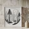 A detailed illustration of a forest with multiple trees, suitable as vector art for various design projects.