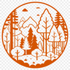 Enchanting Tree Lineup A dense forest with tall trees and lush foliage, suitable as vector art for graphic design projects.