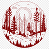 Dense Forest Scene SVG Clip Art A dense forest landscape with tall trees and foliage, suitable for use in digital design and crafting projects.