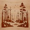 A lush forest landscape with tall trees and foliage, created as a scalable vector graphic (SVG) design.