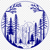Lush Forest Landscape Design Detailed SVG design featuring a serene forest environment with lush greenery and towering tree silhouettes.