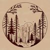 Beautiful Tree Silhouettes SVG Design An illustration of a dense forest with multiple trees in various stages of growth.