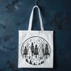 A detailed illustration of a forest landscape featuring various trees and foliage in a vector format.