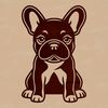 Whimsical Sitting Dog Clip Art A stylized illustration of a French Bulldog sitting on its haunches.