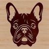 Stylized French Bulldog SVG Design A stylized illustration of a French Bulldog's head, ideal for clipping out as part of a larger design or template.