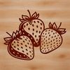 Stylized Fruit Vector Art A stylized illustration of a ripe strawberry fruit.
