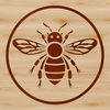 A detailed illustration of an insect bee in mid-air.