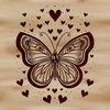 A colorful butterfly with heart-shaped wings, suitable for gardening and craft projects.