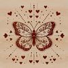 Love Heart Surrounding Butterfly SVG Icon A colorful butterfly with love hearts surrounding its body, suitable for gardening themes.