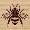 An illustration of a busy honeybee in flight, created as vector art.