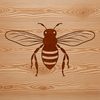 A detailed illustration of a busy bee collecting nectar from flowers.
