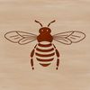 A detailed illustration of a bee in mid-air, suitable for use in gardening or craft projects.