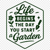 Gardening quote illustration featuring inspirational text in a decorative font.