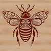 Busy Bee in Flight Illustration A stylized illustration of a busy bee in flight, suitable for gardening and ornate designs.