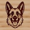 German Shepherd Facial Profile SVG Illustration A detailed SVG vector graphic of a German Shepherd animal's facial profile.