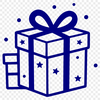 A simple digital illustration of a gift box wrapped in festive paper, perfect for holiday or birthday celebrations.