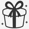A stylized representation of a wrapped gift box with a ribbon and bow, designed as a vector graphic.