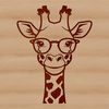 Beautiful Animal Clip Art Vector Design SVG A tall, even-toed ungulate wearing glasses in a savannah landscape.