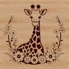 Wildlife Vector Giraffe Illustration A vector illustration of a tall African giraffe in a natural environment, suitable for crafting or design projects.