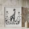 Tall Animal Silhouette A tall, spotted giraffe with a long neck and legs, suitable for use in vector art designs.