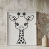 Spotted Savannah Friend A tall, spotted giraffe standing on a grassy plain.