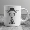 Giraffe Silhouette SVG Vector A tall, even-toed ungulate with a distinctive coat pattern, wearing a hat.