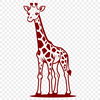 A stylized illustration of a giraffe with long neck and legs.