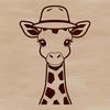 Safari style illustration A vector illustration of a tall, spotted giraffe wearing a hat.
