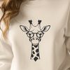 Savannah Icon SVG A tall savannah animal, recognizable by its spotted coat and long neck, depicted wearing glasses.