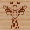 Tall and Trendy Savannah Creature A tall savannah animal with long neck and spotted fur is wearing glasses, making it stand out.