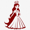A digital illustration of a young female princess in a regal setting.