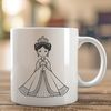 A young girl dressed in royal attire, suitable for vector art projects.