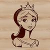 An editable vector design of a princess character suitable for various digital crafting applications.