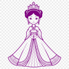 A young female princess in a formal gown stands with regal confidence.
