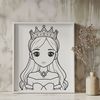 A regal young girl wearing a crown and royal attire in a vector design.