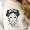 Vector illustration of a young female princess in royal attire, suitable for digital use.