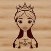 A young female character dressed in royal attire, suitable for vector design and printing.