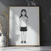 A vector illustration of a young girl in a simple outfit, suitable for editing with Adobe Illustrator or Procreate.