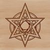 Illustrative witchcraft symbol featuring a pentagram motif in a gothic style