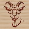 A cartoon goat wearing glasses, suitable for educational or creative projects.