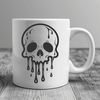 Free Dripping Skull Clip Art SVG A detailed illustration of a skull with dripping liquid, suitable for crafting and design projects.