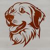 Beautiful Golden Dog Illustration An illustration of a friendly Golden Retriever dog with a prominent head and fluffy coat.