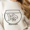 Whimsical Aquarium Friend A colorful illustration of a goldfish swimming in water.